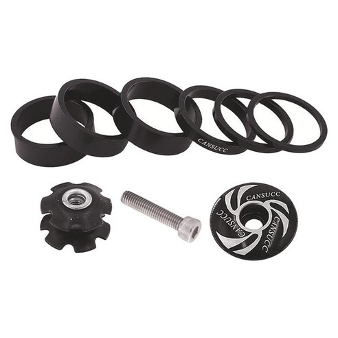 9 pcs 자전거 헤드셋 스페이서 알루미늄 mtb 도로 자전거 줄기 1 1/8 인치 줄기 및 포크 용 나사없는 헤드셋, 검정, 2mm 3mm 5mm 10mm, 알루미늄 합금