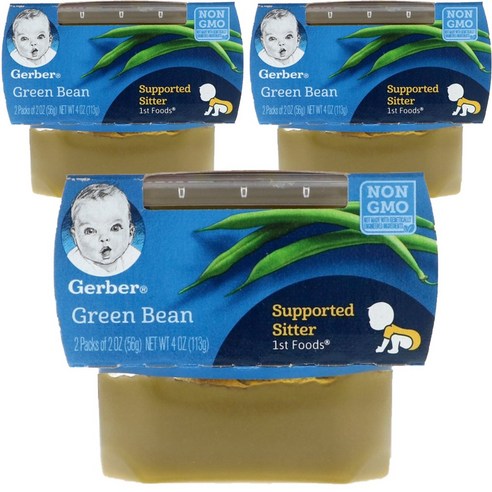 거버 액상 어린이 식품 56g, 그린 빈(Green Bean), 6개