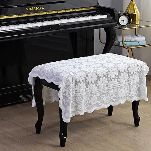 SKANDSALO 피아노 커버 덮개 레이스 하프 커버 현대 흰색, 라이트 베이지, 90cm 폭 * 90cm 길이, 1개