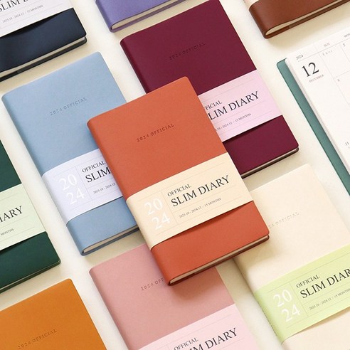 인디고 2024 오피셜 슬림 먼슬리 다이어리 날짜형 월간 수첩형, 와인