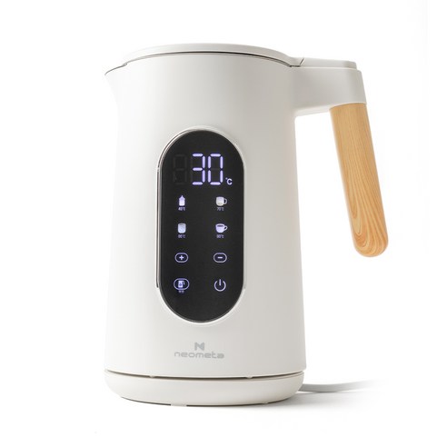 넉넉한 용량, 디지털 온도 조절, 디자인까지! 네오메타 전기주전자로 편리한 티타임을 즐기세요.