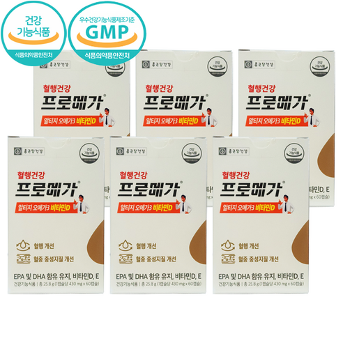 종근당건강 프로메가 알티지 오메가3 비타민D 430mg x 60캡슐, 6정, 6개