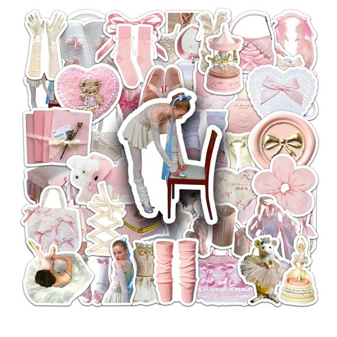 다꾸 스티커 50장세트 방수 핸드폰 다이어리 꾸미기 캐리어 노트북, 1세트, 6번 발레 50장