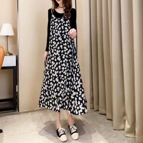 뷔스티에원피스 뷔스티에원피스 세이스타일 유닛 나시 박스 원피스 루디아 "당일출고" 소국 플라워 뷔스티에 롱 원피스