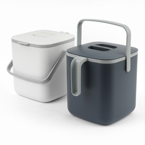 핸들 음식물 쓰레기통 5L, 흰색 핸들 음식물 쓰레기통 5L, 흰색