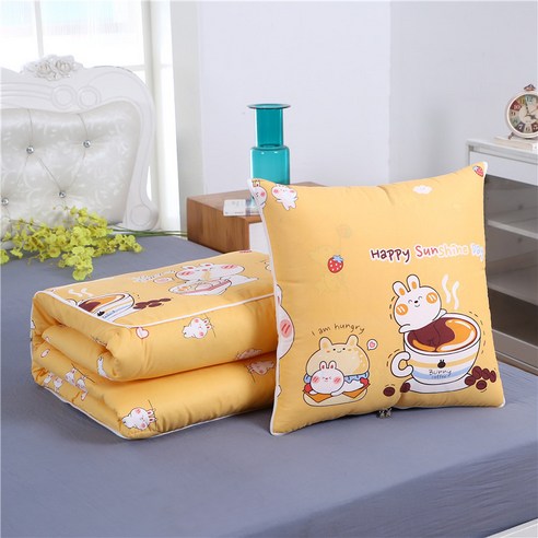 베개 이불 겸용 40*40cm 쿠션 낮잠 담요, 커피 곰
