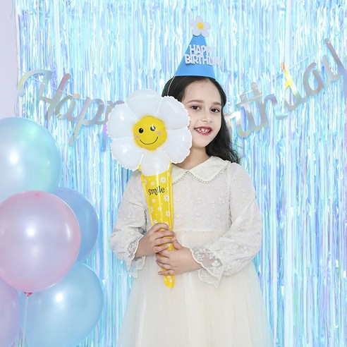 [피앤비유니티] 생일포토존 풍선세트 22종, 02)포토존세트-고깔손풍선4종-블루