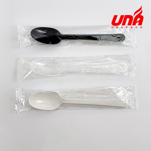 UNA 블랙 완전 개별포장 숟가락 프리미엄, 1개, 1500개