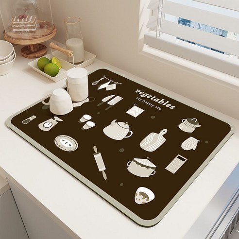 GUDU 주방 규조토 드라잉매트 40*50cm 규조트 설거지 건조 흡수 건조대 식기건조, A, 1개