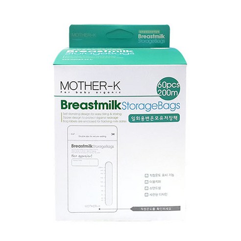 마더케이 일회용 변온 모유 저장팩 200ml, 60매, 1개