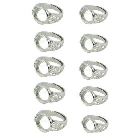 10 조각 실버 황동 10mm 12mm 라운드 베젤 조정 가능한 빈베이스 설정