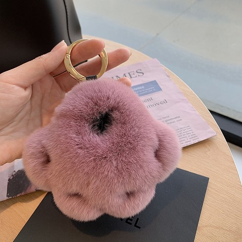 [곰발 볶음] 달토끼 털 가방 액세서리 귀엽다 자동차 열쇠고리 액세서리 생일 선물녀, 토끼털