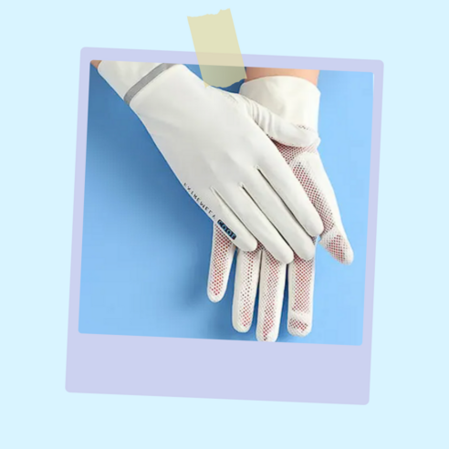 토토리치 자외선차단 아이스 쿨 메쉬 운전장갑, 화이트