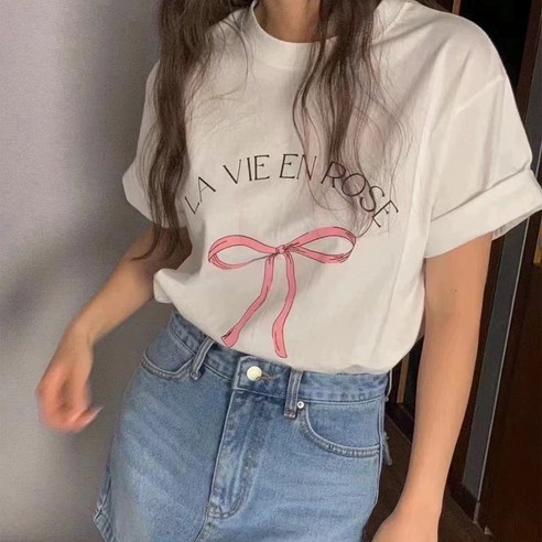 여름철 편안하고 세련된 오버핏 면 티셔츠