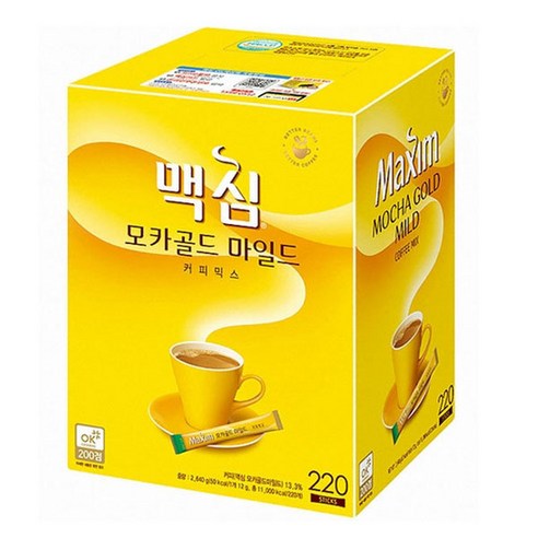 맥심 모카골드 마일드 커피믹스, 220개입, 1세트