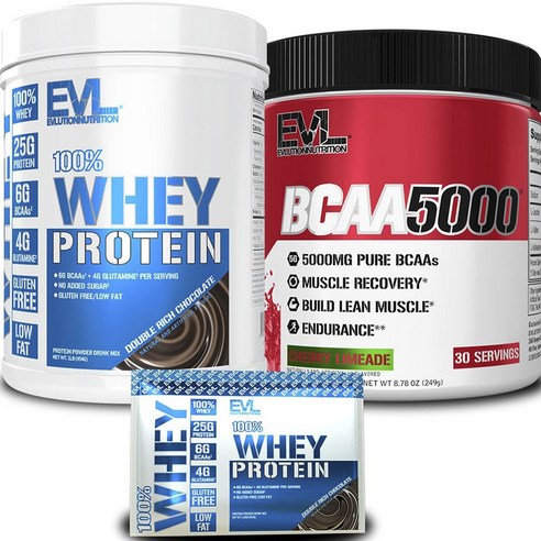 EVLUTIONNUTRITION 웨이 초콜릿 맛 454g + BCAA 5000 체리 라임에이드 맛 249g + 웨이 프로틴 더블 리치 초콜릿 맛 40.3g, 1개