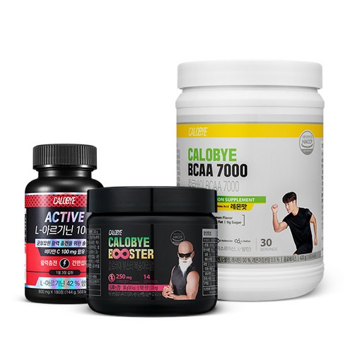 칼로바이 액티브 L-아르기닌 1000+부스터 복숭아라임맛+BCAA 7000 레몬맛 헬스보충제 프리워크아웃, 1개