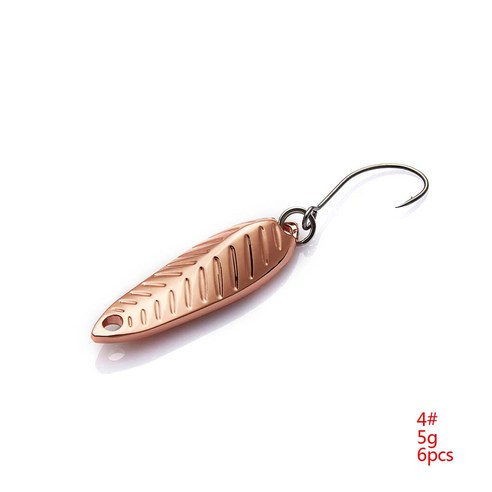 6pcs 낚시 미끼 스팽글 잎 숟가락 금속 물고기 미끼 단일 후크 태클 새로운, type6