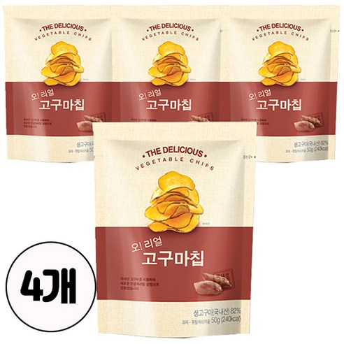 오 리얼 고구마칩 국내산 고구마스낵, 50g, 4개
