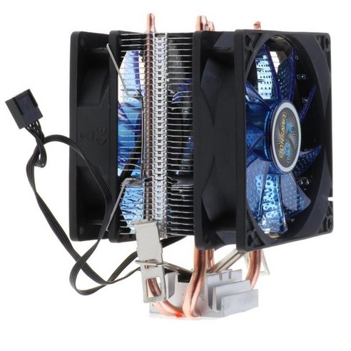 4핀 와이어 12개 LED가 있는 듀얼 타워 고성능 CPU 냉각 팬 쿨러 2200RPM 고열 발산 기능을 갖춘 저소음 CPU 쿨러, 블루, 설명, 구리