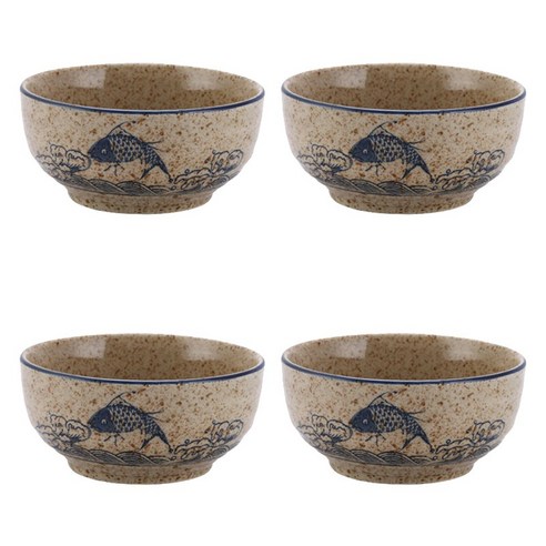 deeliz 레트로 세라믹 면기 15.7cm 4개입, 1개, 씨 와이드 피쉬 점프