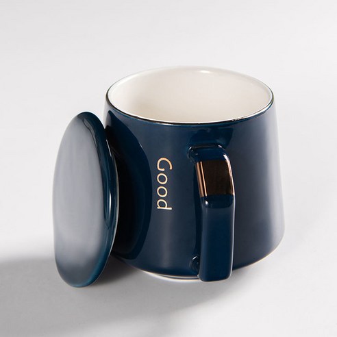 DFMEI 창의적인 추적 Tracing the Golden Thal Cup Light Luxury Nordic Coffee Cufe Coffee Simple Ceramic Cup은, Zhaer Cup 잉크 블루, 싱글 컵+덮개