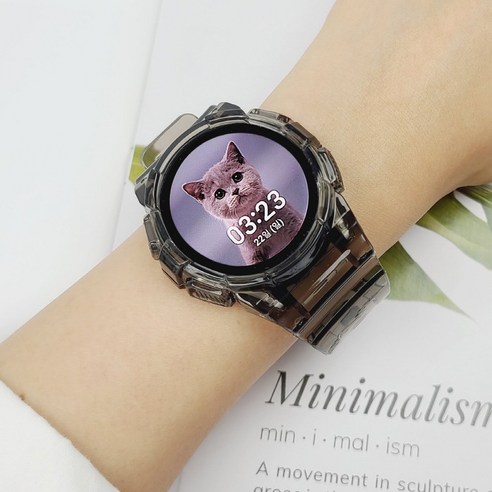 와니즈 갤럭시워치 6 5 4 호환 투명 일체형 스트랩, 블랙, 40mm