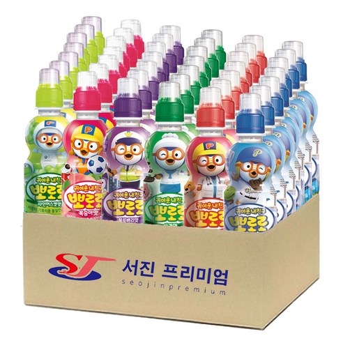 (서진프리미엄) 뽀로로 어린이 음료수 235ml 6종 (밀크맛7개+딸기맛7개+사과맛7개+블루베리맛7개+복숭아맛7개+샤인머스캣맛7개) 총42개, 42개