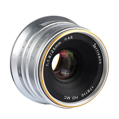 AFBEST OLYMPUS Epm1 Epm2/파나소닉 GX8 G1 G2 GM1용 매크로 4/3 카메라용 25mm F1.8 프라임 렌즈 Macro4/3 마운트용 실버, 은