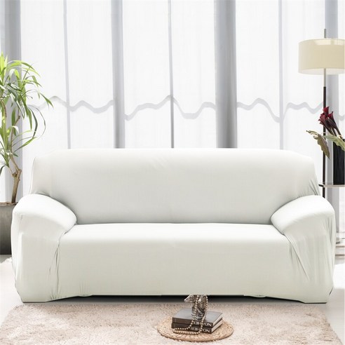 [XIG] Housmife 단색 소파 커버 거실 소파 커버 코너 소파 커버 Slipcover Chair Protector 1/2/3/4 인승, 1Pc 145-185Cm, 화이트