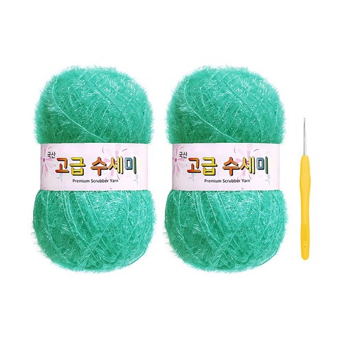 울클럽 별꽃수세미 DIY 고급수세미실 80g 2볼 + 코바늘 6호 (동영상제공), 164민트