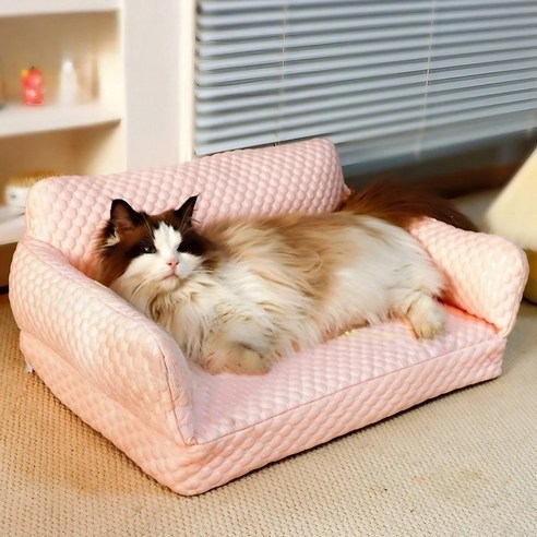 일상드림 강아지 고양이 쿨링 소파 침대, 핑크