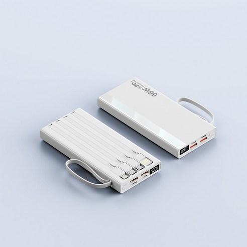 흰색 PYHO 대용량 보조 배터리 30000mAh 66W 고속 충전 솔리드 밧데리충전
