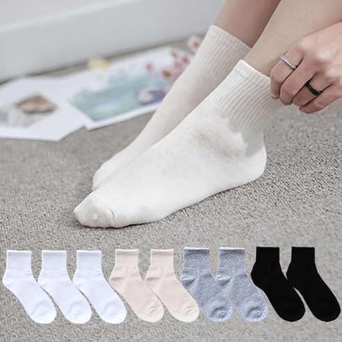 일상에 스며드는 편안함, 더베이직 카바 무지 중목 양말 10켤레 여성양말
