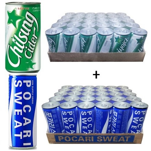 칠성사이다 190ml(30캔) + 포카리스웨트 240ml(30캔) 60캔, 60개, 190ml – 번들세트 칠성사이다 190ml(30캔) + 포카리스웨트 240ml(30캔) 60캔, 60개, 190ml – 번들세트