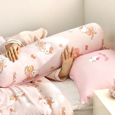 나라홈데코 산리오 캐릭터즈 원형 바디필로우, 헬로키티 원형바디필로우 뉴리본