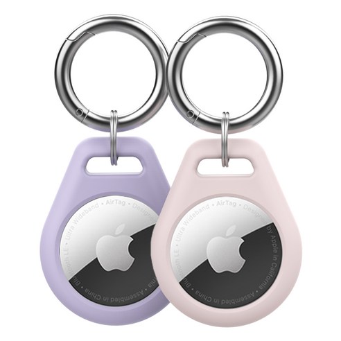아이노비아 에어태그 키링 홀더 실리콘 투명케이스(1+1), 에어태그홀더(1+1) 퍼플/핑크, 1개