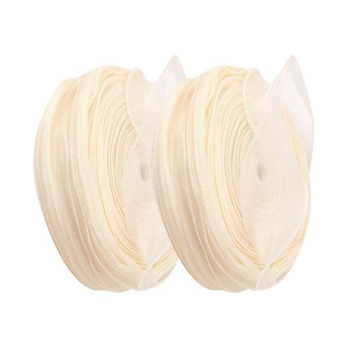 방구석상인 대용량 오간디 쉬폰 리본 40mm, 아이보리 73m
