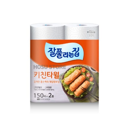   잘풀리는집 천연펄프 키친타올 150매, 12개