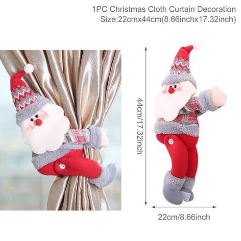 [ZL] 산타 클로스 엘크 크리스마스 커튼 장식 메리 크리스마스 장식 홈 크리스마스 장식품 선물 Navidad 2021 새해 복 많이 받으세요 2022, Curtain Decor 1, 하나