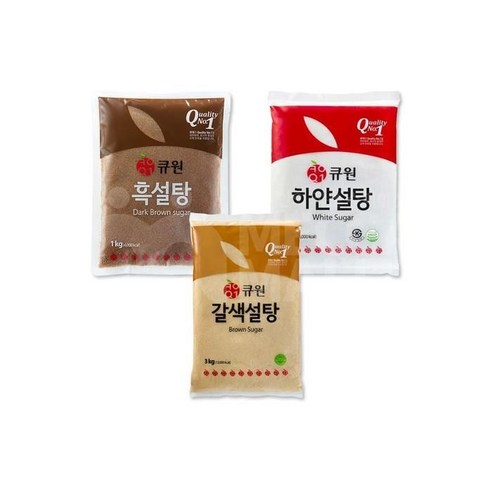 (메카몰)큐원 흑설탕3kg + 갈색설탕1kg + 하얀설탕1kg, 4set