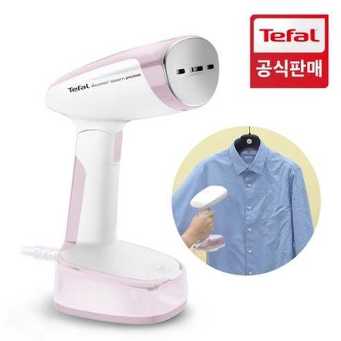 테팔 핸디형 액세스 포켓블러썸 스팀다리미, 화이트 + 핑크, DT3050K0