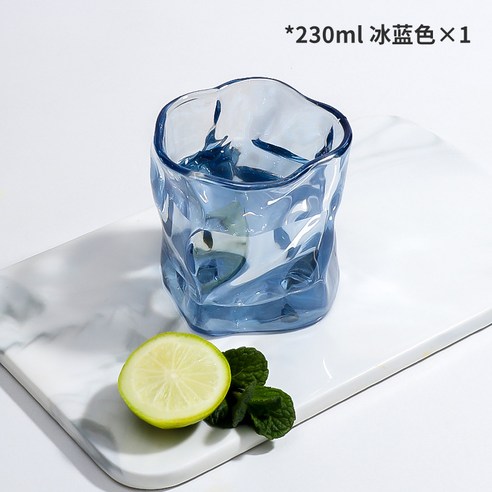 SIMMY 소주잔 맥주컵 아이디어 술잔 유리잔 물컵, 2개, 아이스 블루