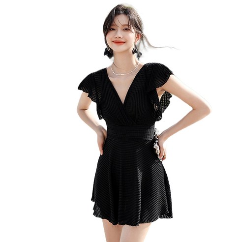 이너소울 원피스수영복 빅사이즈 모노키니 체형커버 점프수트, 블랙