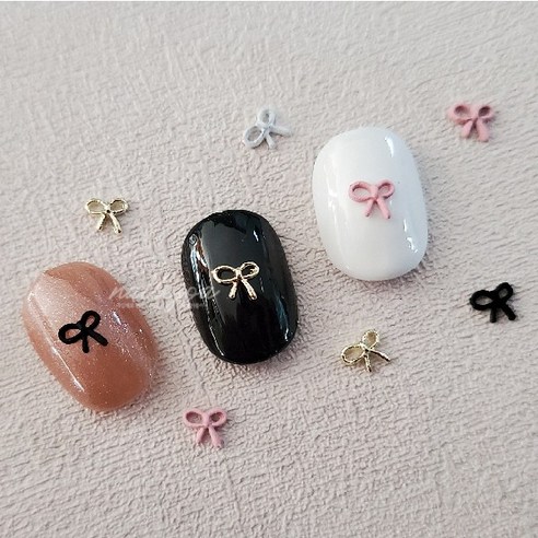 골드 미니 리본 네일 장식 파츠 7개 세트 리본네일스티커