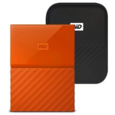 WD My Passport 휴대용 외장하드 + 파우치, 1TB, 오렌지