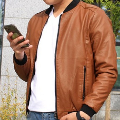 PU재질 인조가죽 라이더 자켓 슬림핏 디자인