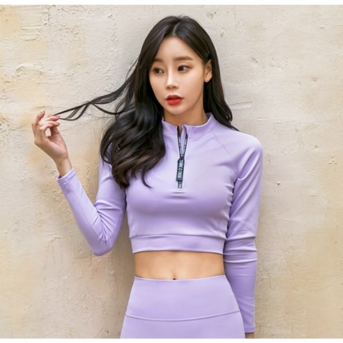 에이치머스 여성용 케이드 크롭탑 래쉬가드, 연보라