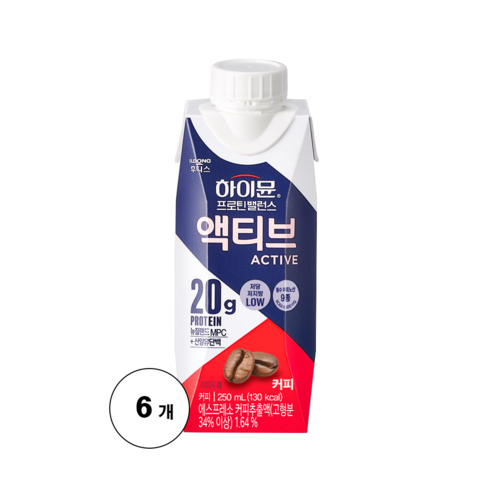 일동 하이뮨 액티브 커피, 250ml, 6개 액티브트리플아르기닌