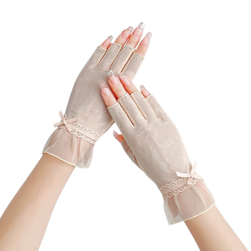 단비루리 미끄럼방지 다용도 손가락 오픈 여름 장갑, 베이지, 1개